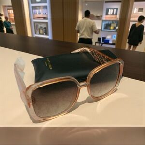 Kurt Geiger London 59mm Square Sunglasses Crystal Blush/Brown Gradient with case